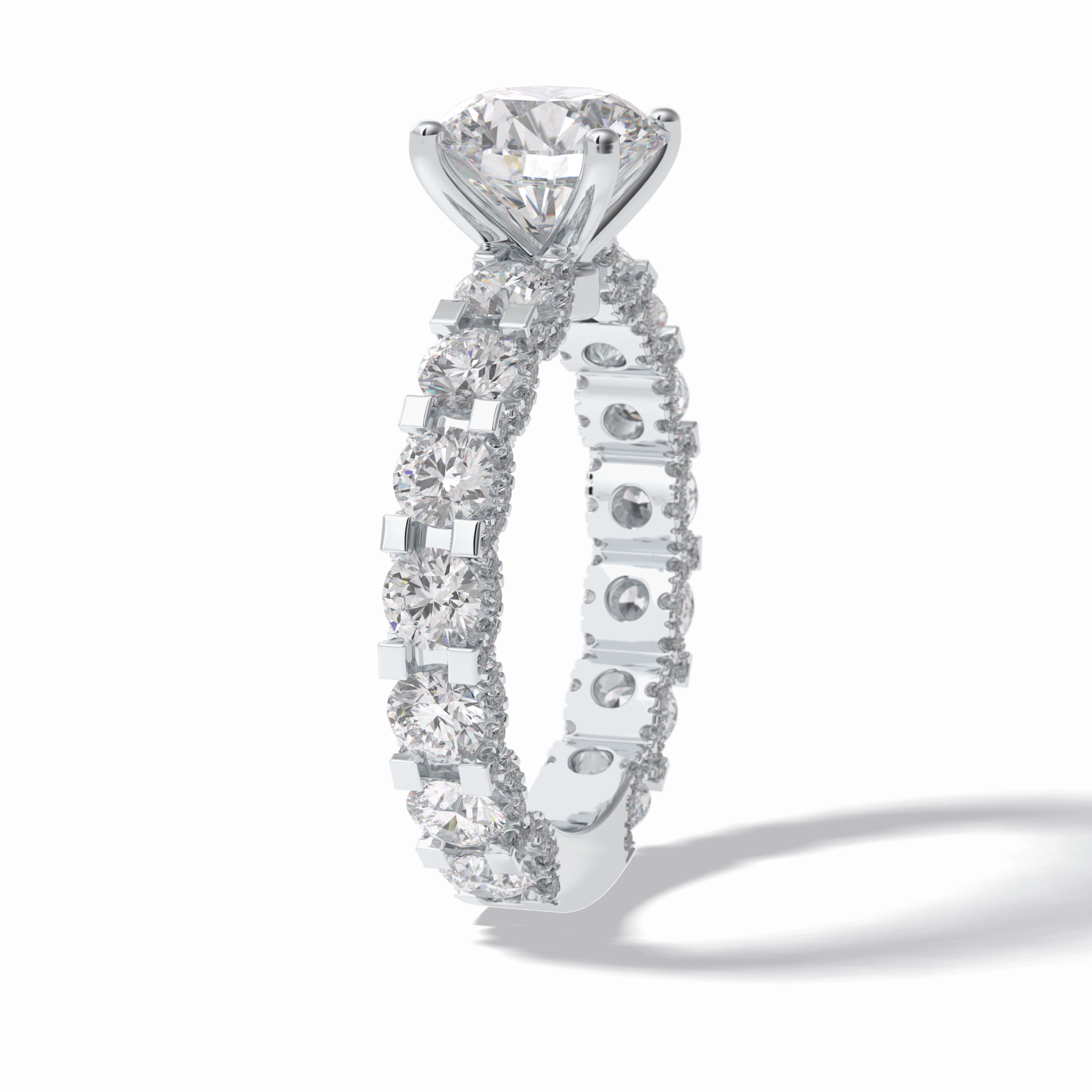 Round Pave Lab Grown Diamond Engagement Ring