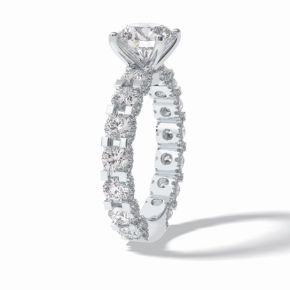 Round Pave Lab Grown Diamond Engagement Ring