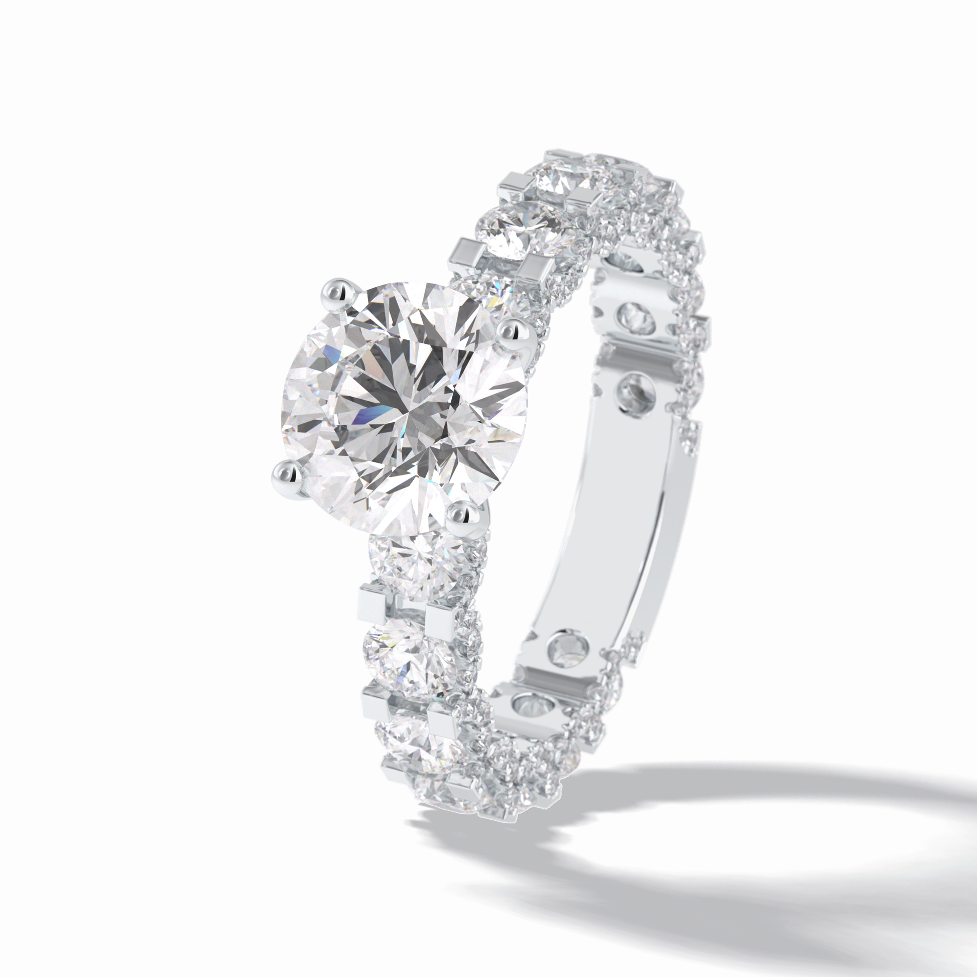 Round Pave Lab Grown Diamond Engagement Ring