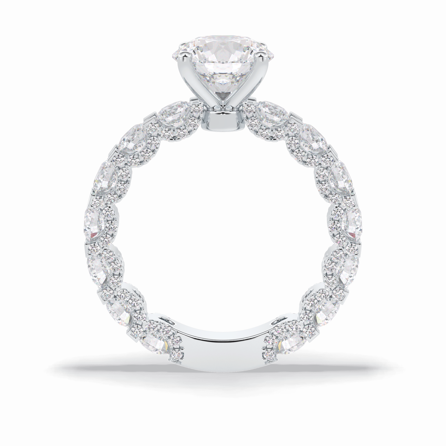 Round Pave Lab Grown Diamond Engagement Ring