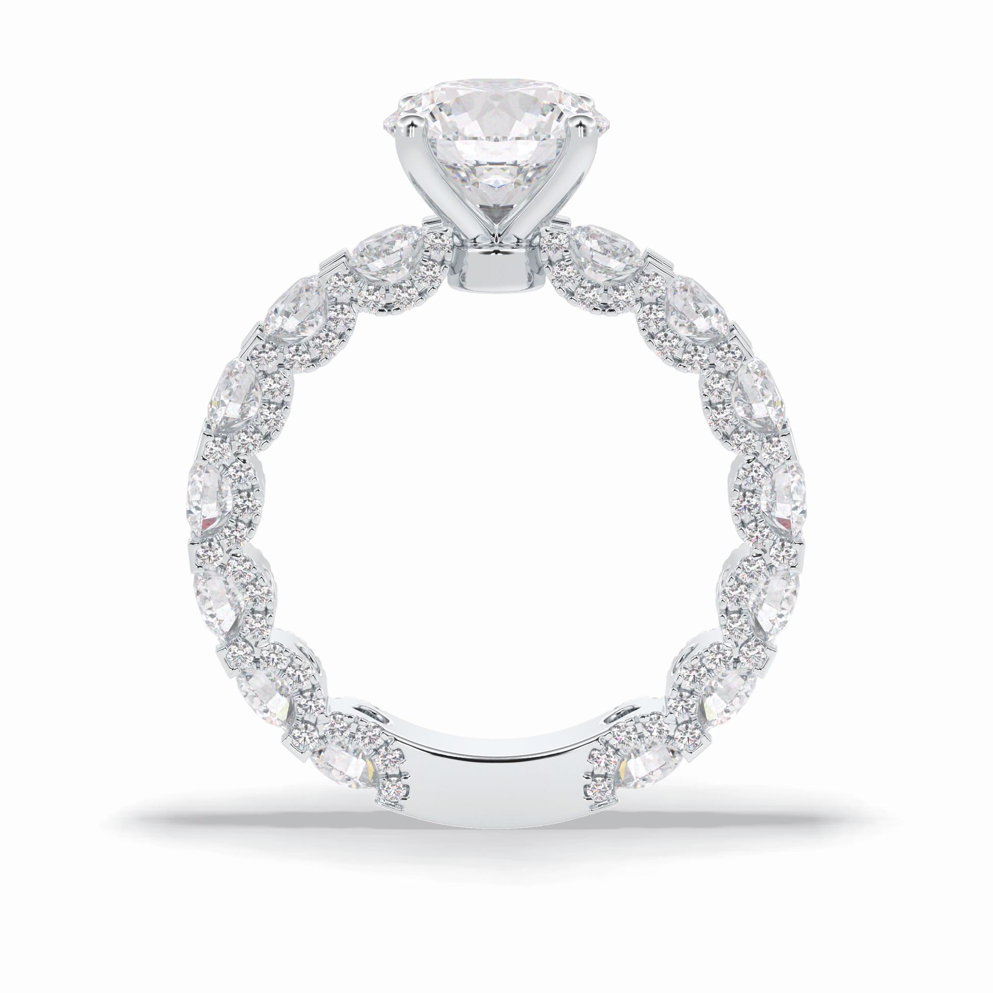 Round Pave Lab Grown Diamond Engagement Ring
