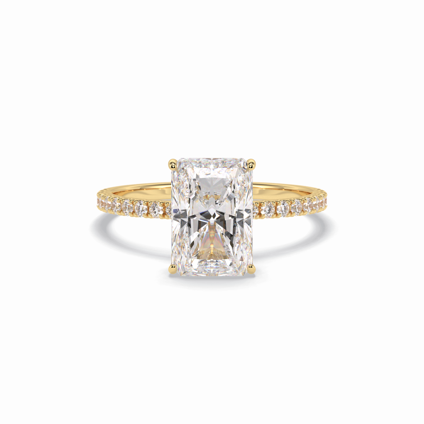 Radiant Hidden Halo & Pave Lab Grown Diamond Engagement Ring