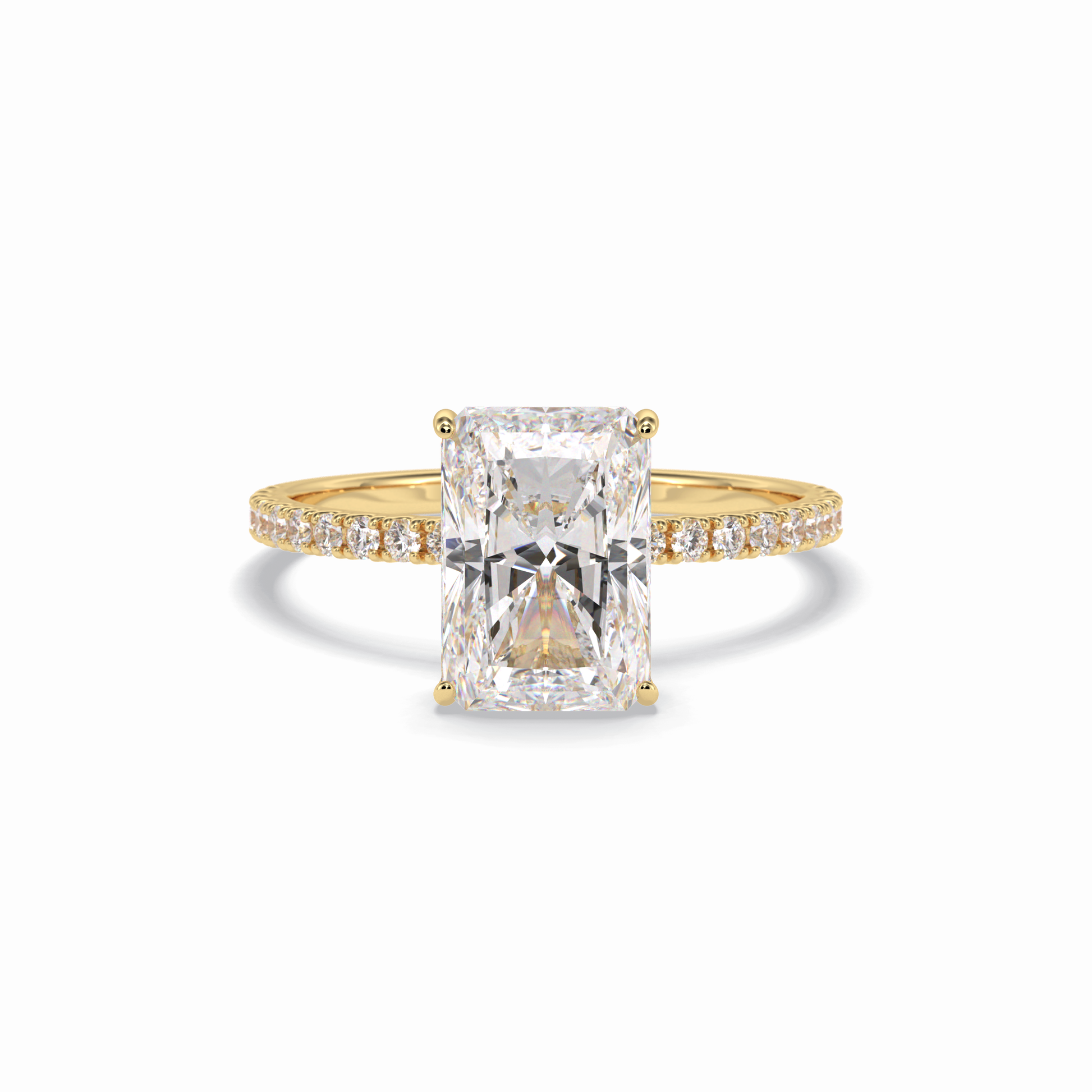 Radiant Hidden Halo & Pave Lab Grown Diamond Engagement Ring