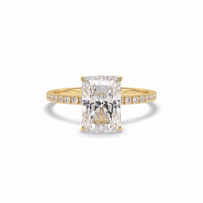 Radiant Hidden Halo & Pave Lab Grown Diamond Engagement Ring