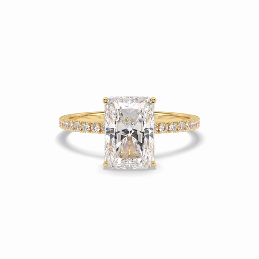 Radiant Hidden Halo & Pave Lab Grown Diamond Engagement Ring