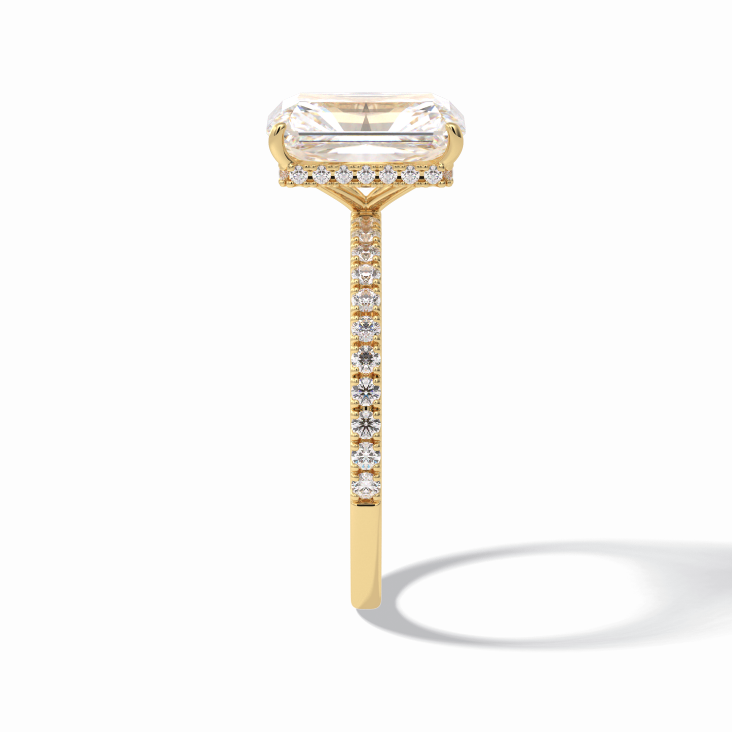 Radiant Hidden Halo & Pave Lab Grown Diamond Engagement Ring