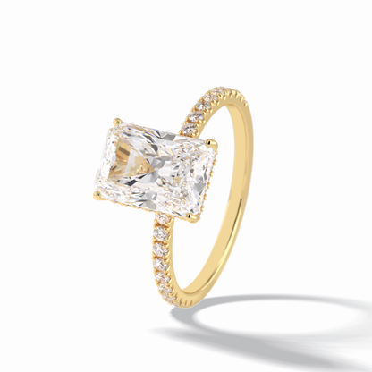 Radiant Hidden Halo & Pave Lab Grown Diamond Engagement Ring
