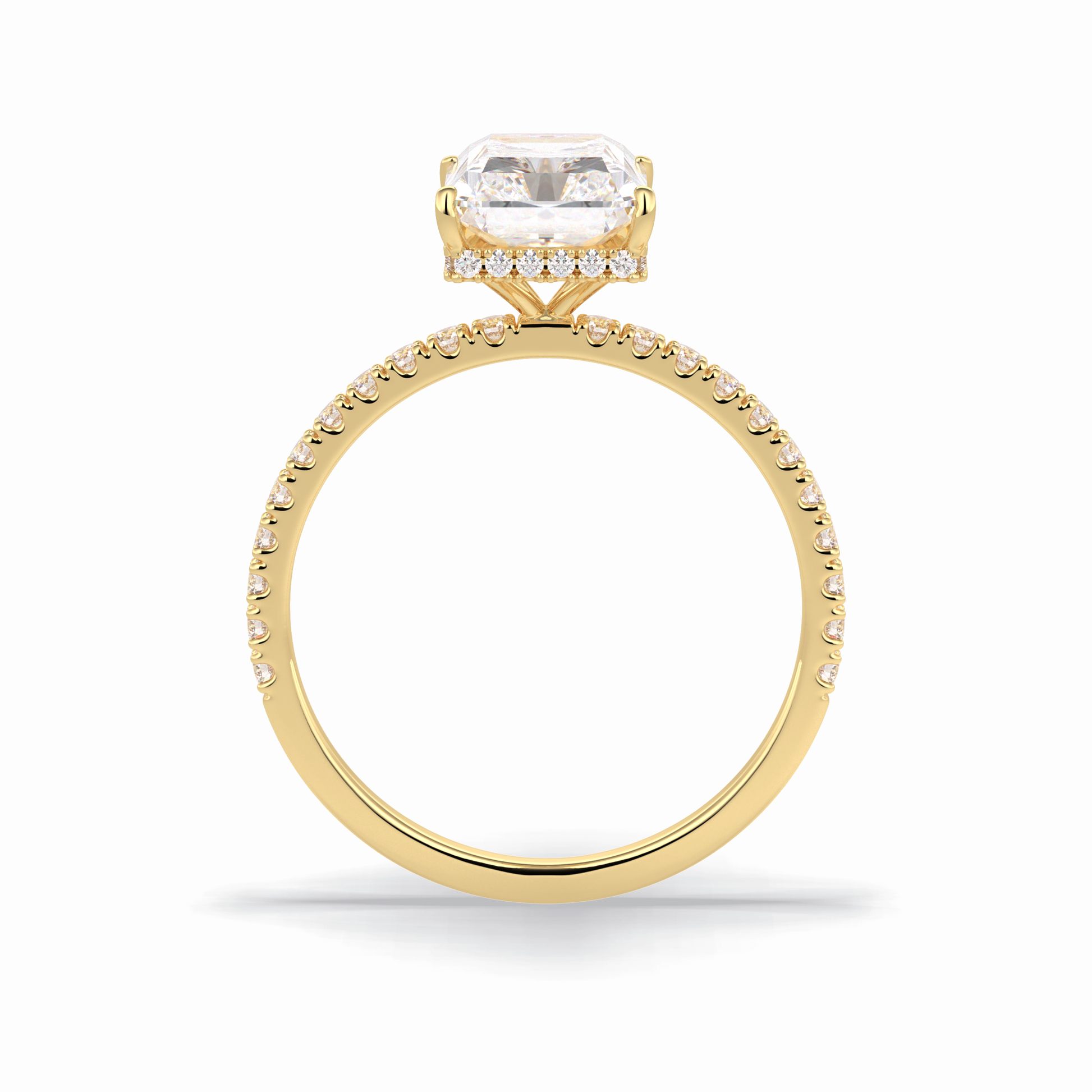 Radiant Hidden Halo & Pave Lab Grown Diamond Engagement Ring