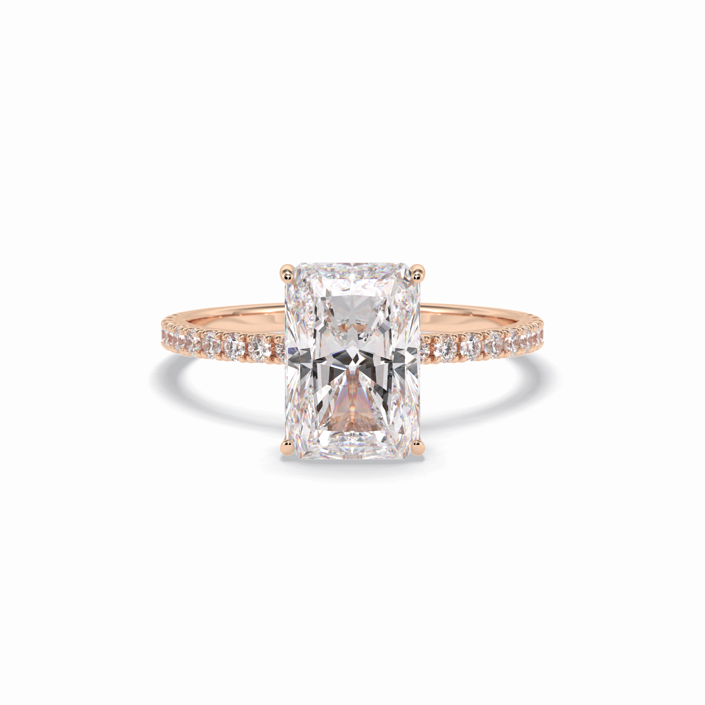 Radiant Hidden Halo & Pave Lab Grown Diamond Engagement Ring