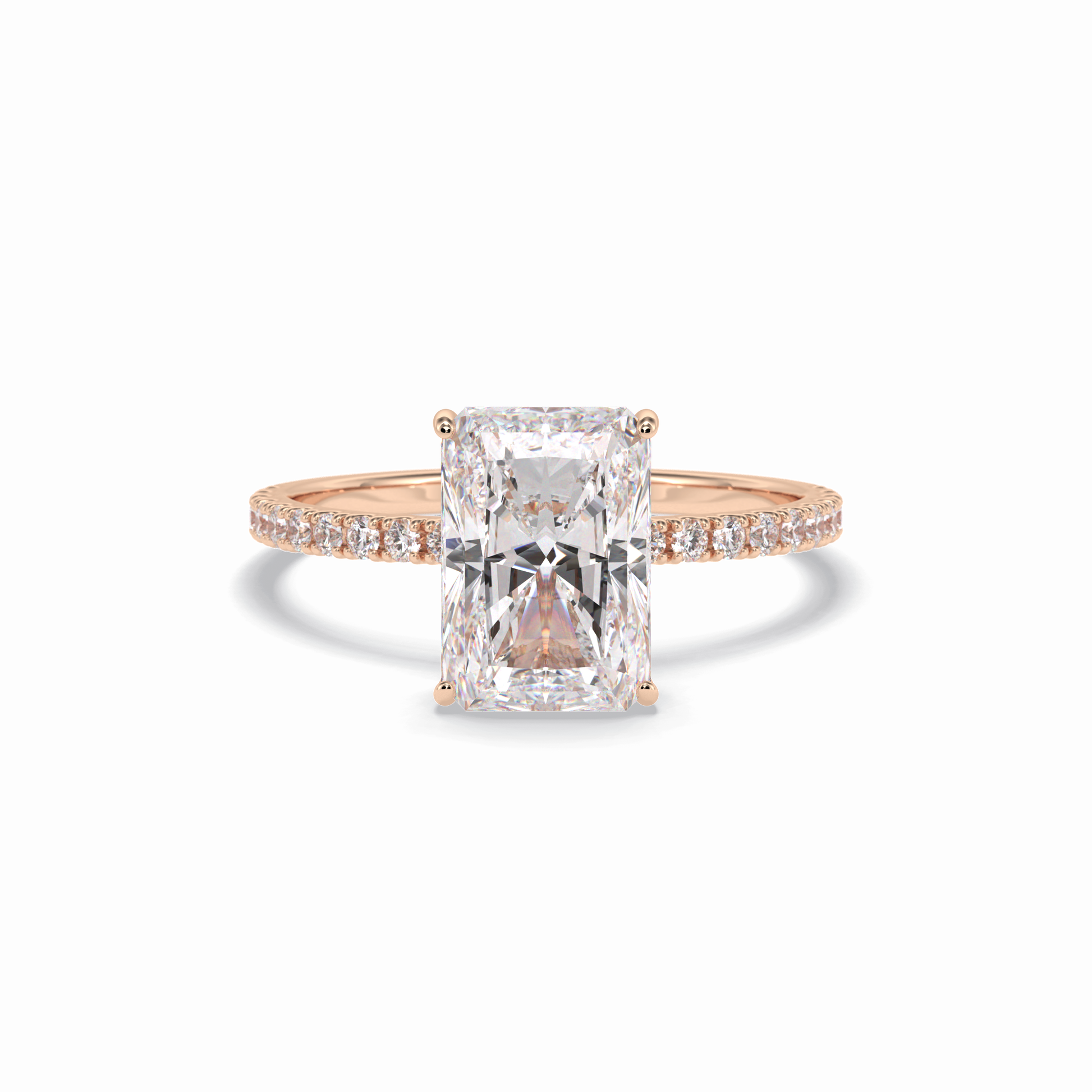 Radiant Hidden Halo & Pave Lab Grown Diamond Engagement Ring