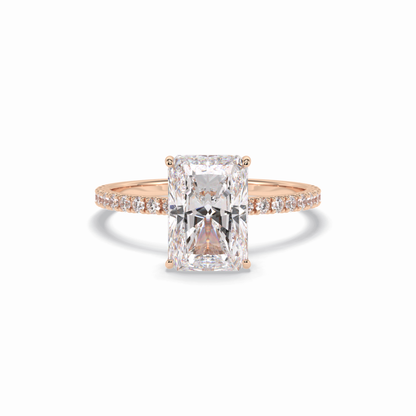 Radiant Hidden Halo & Pave Lab Grown Diamond Engagement Ring