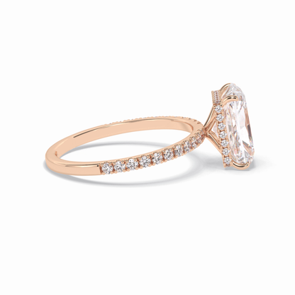 Radiant Hidden Halo & Pave Lab Grown Diamond Engagement Ring