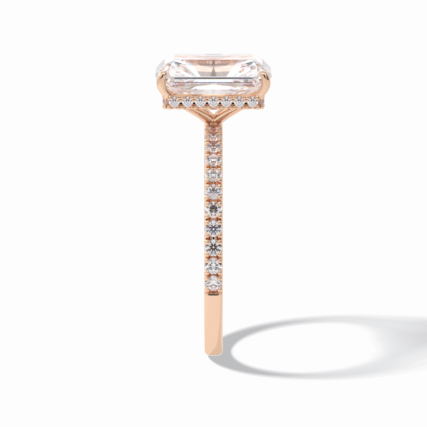 Radiant Hidden Halo & Pave Lab Grown Diamond Engagement Ring
