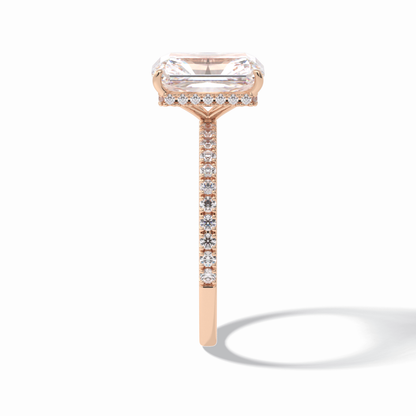 Radiant Hidden Halo & Pave Lab Grown Diamond Engagement Ring