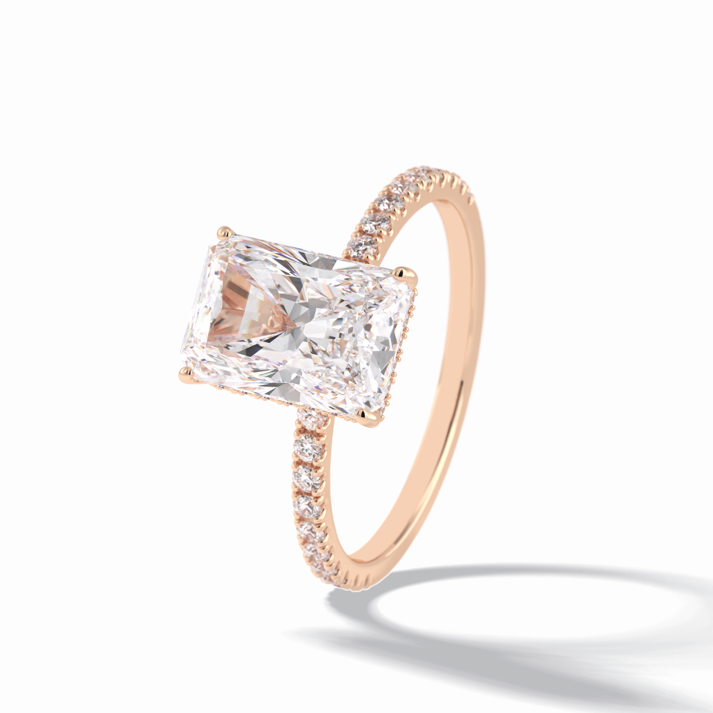 Radiant Hidden Halo & Pave Lab Grown Diamond Engagement Ring
