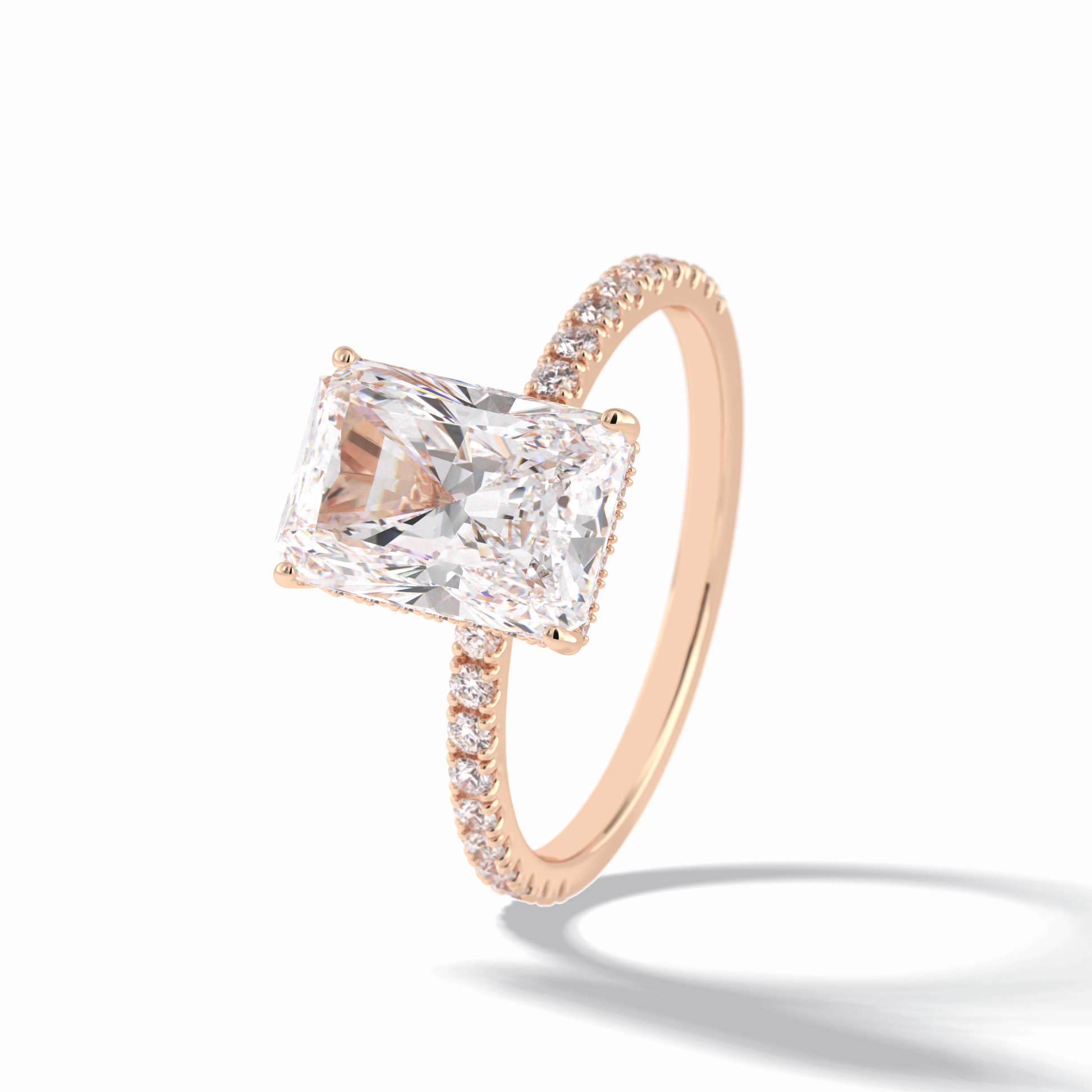 Radiant Hidden Halo & Pave Lab Grown Diamond Engagement Ring