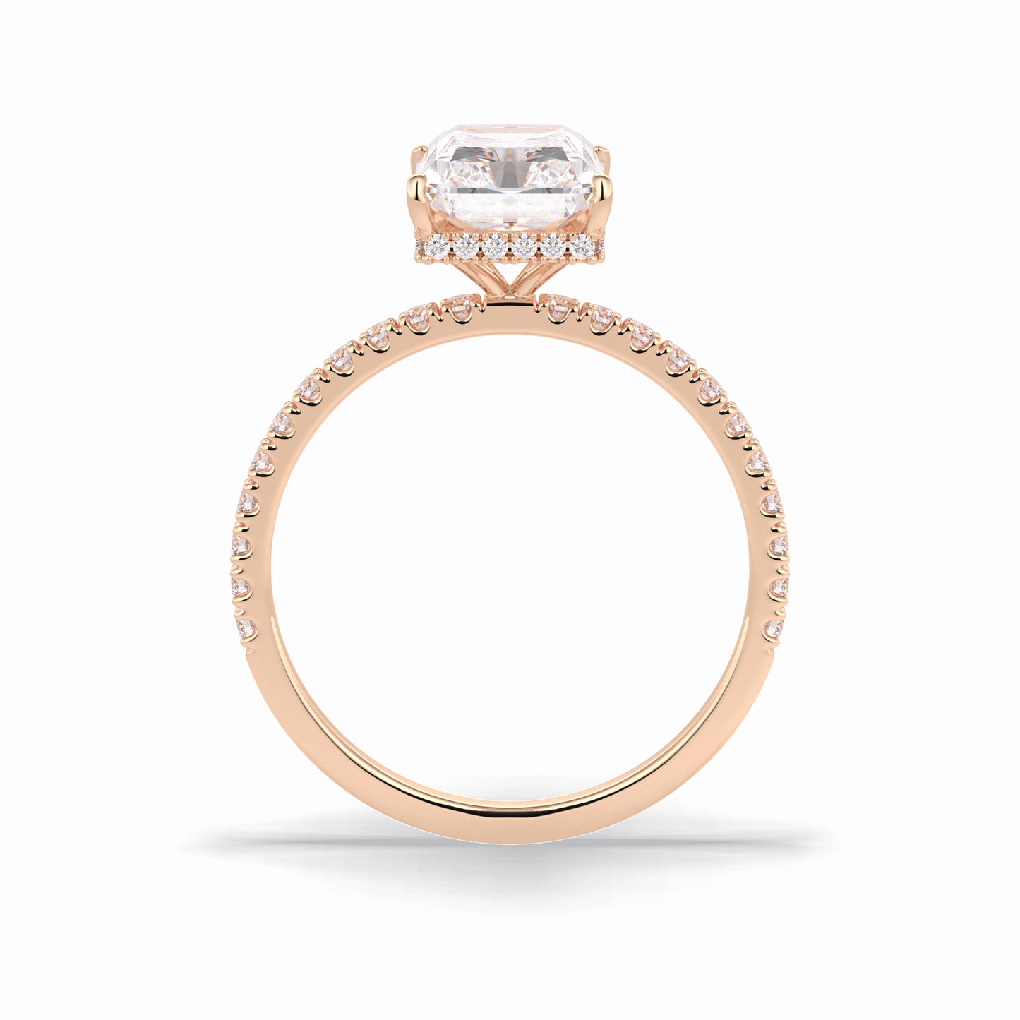 Radiant Hidden Halo & Pave Lab Grown Diamond Engagement Ring