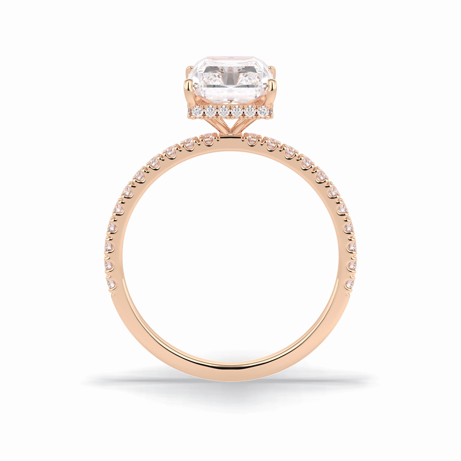 Radiant Hidden Halo & Pave Lab Grown Diamond Engagement Ring