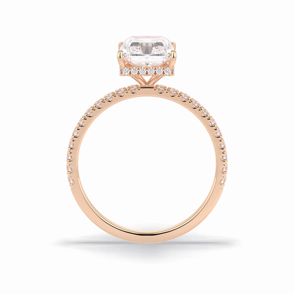 Radiant Hidden Halo & Pave Lab Grown Diamond Engagement Ring