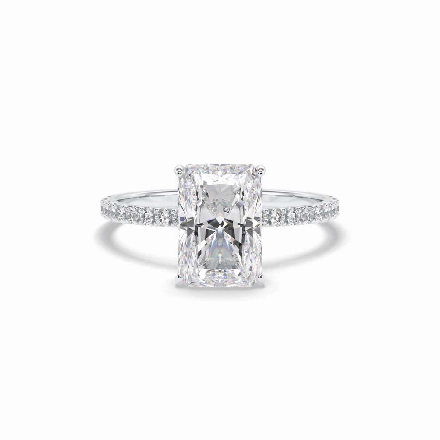 Radiant Hidden Halo & Pave Lab Grown Diamond Engagement Ring