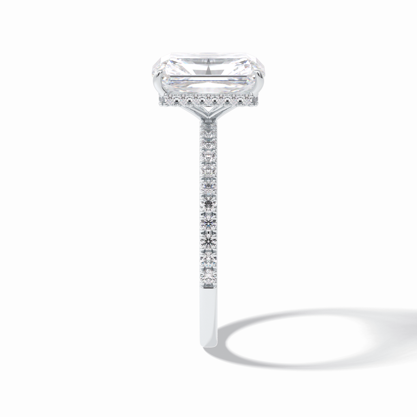 Radiant Hidden Halo & Pave Lab Grown Diamond Engagement Ring