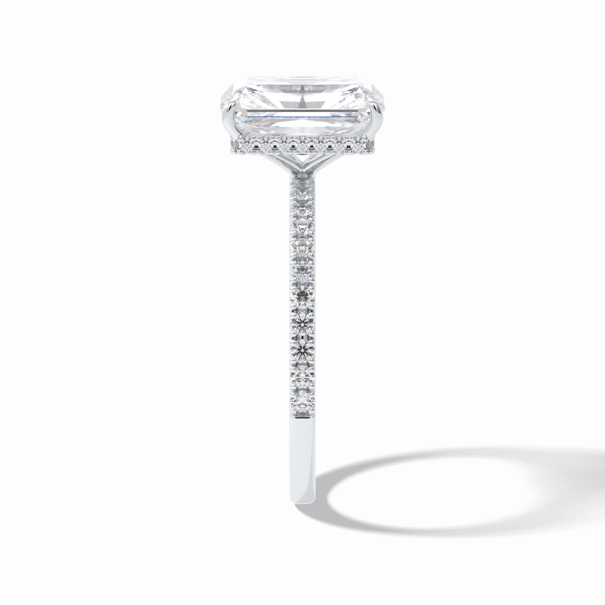 Radiant Hidden Halo & Pave Lab Grown Diamond Engagement Ring