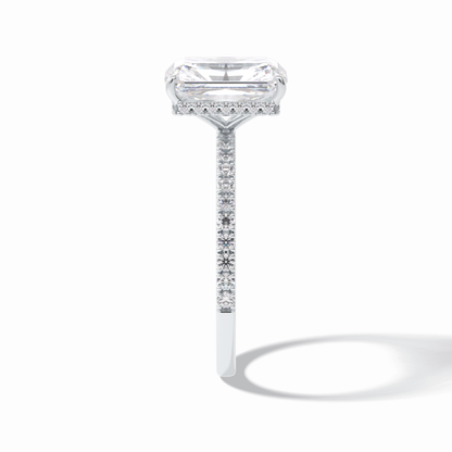 Radiant Hidden Halo & Pave Lab Grown Diamond Engagement Ring