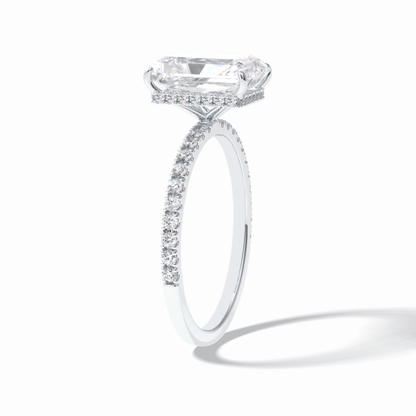 Radiant Hidden Halo & Pave Lab Grown Diamond Engagement Ring