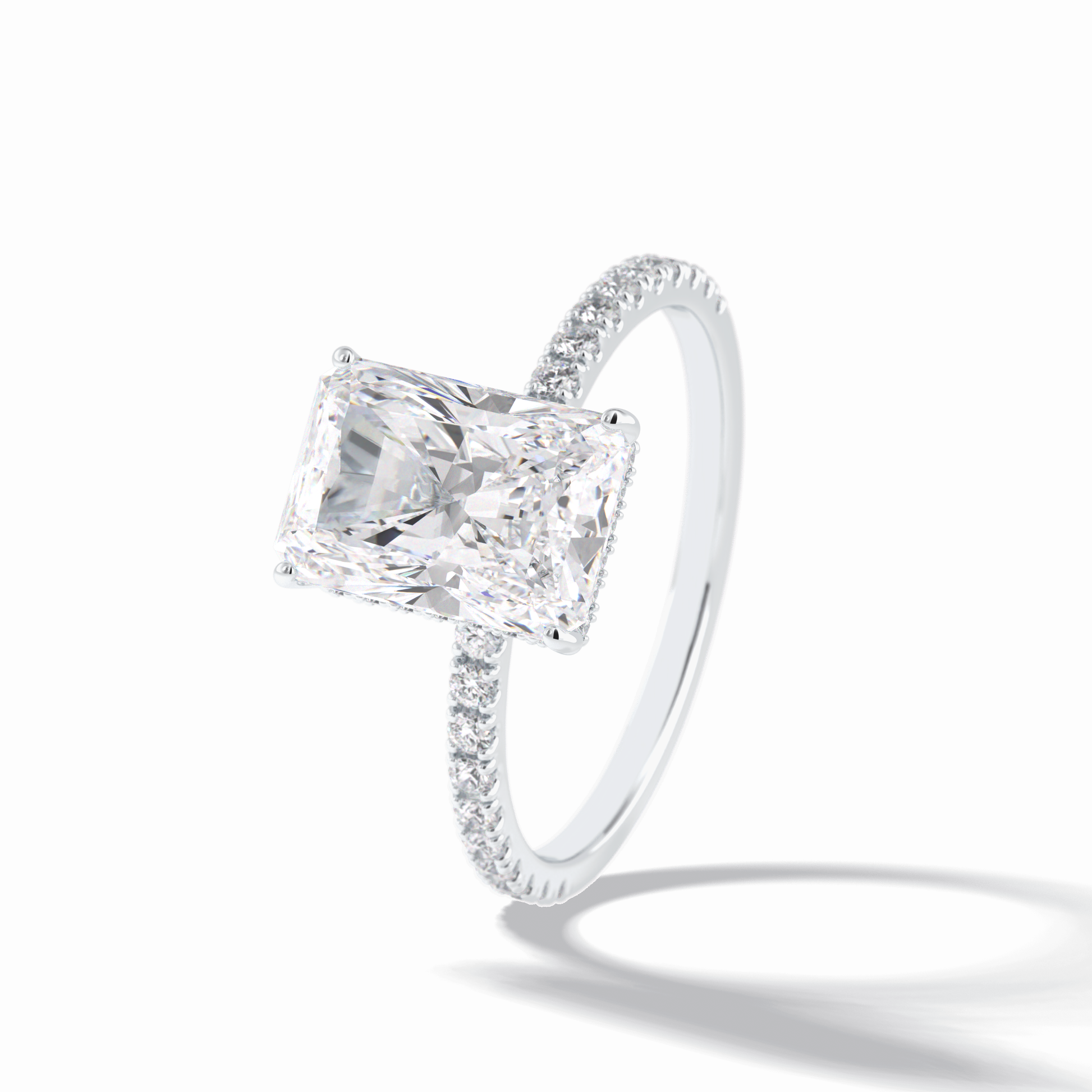 Radiant Hidden Halo & Pave Lab Grown Diamond Engagement Ring