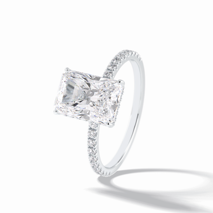 Radiant Hidden Halo & Pave Lab Grown Diamond Engagement Ring