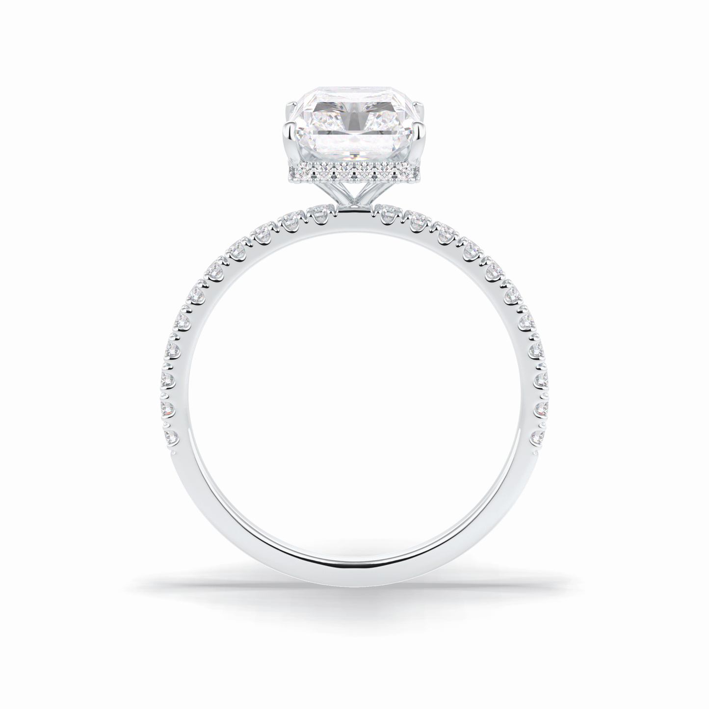 Radiant Hidden Halo & Pave Lab Grown Diamond Engagement Ring