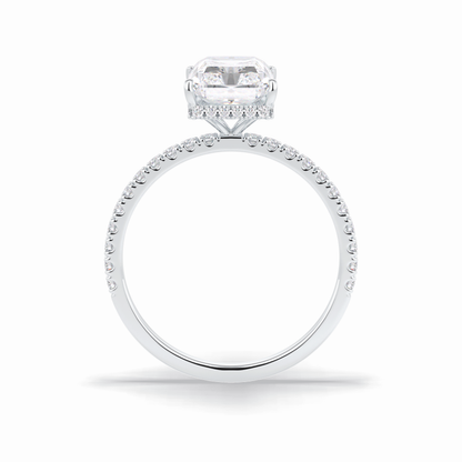 Radiant Hidden Halo & Pave Lab Grown Diamond Engagement Ring