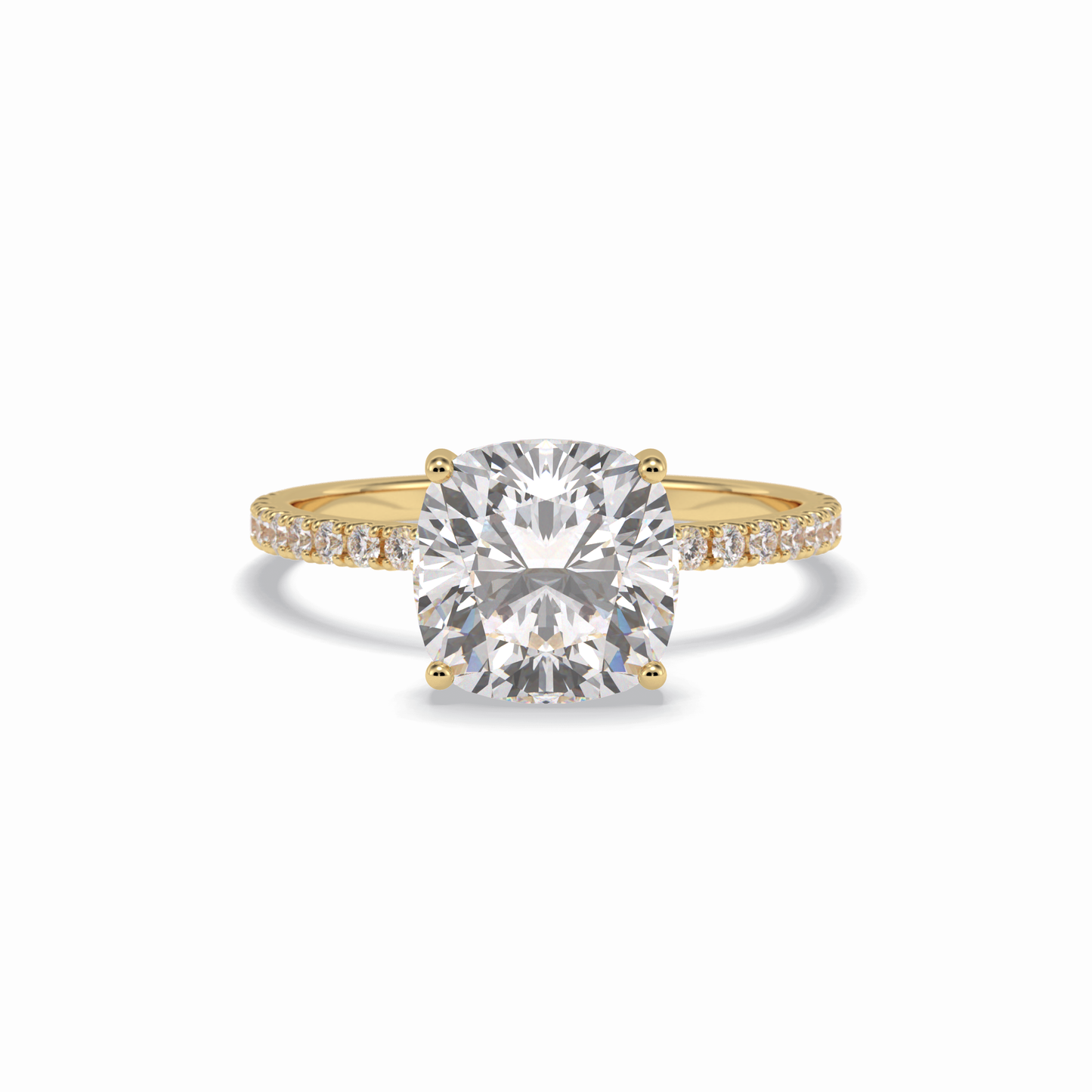 Cushion Pave Lab Grown Diamond Engagement Ring