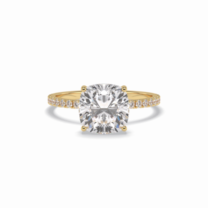 Cushion Pave Lab Grown Diamond Engagement Ring