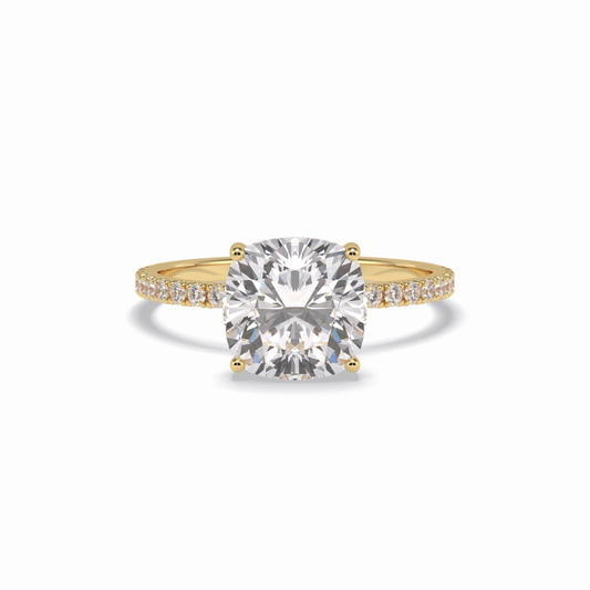 Cushion Pave Lab Grown Diamond Engagement Ring
