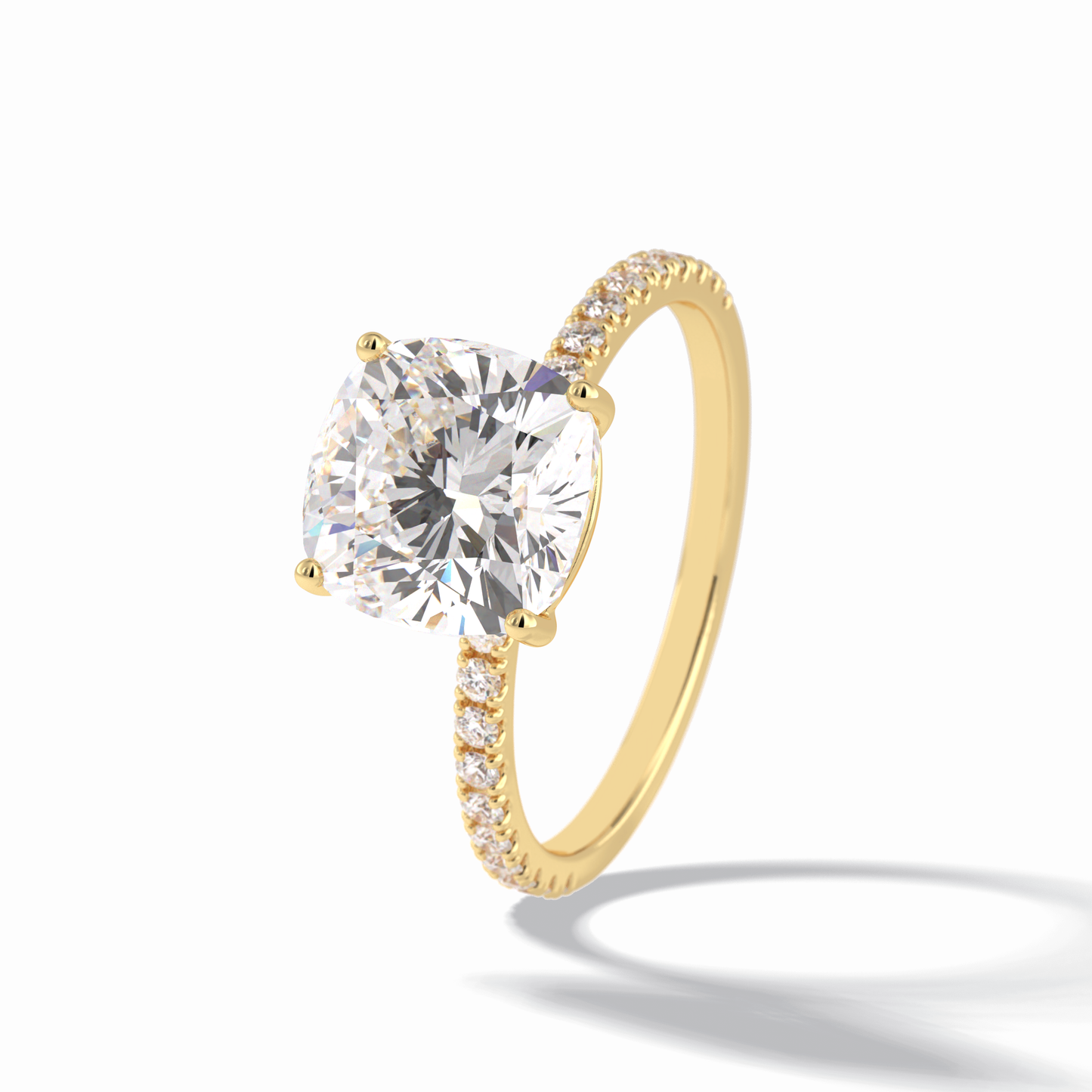 Cushion Pave Lab Grown Diamond Engagement Ring