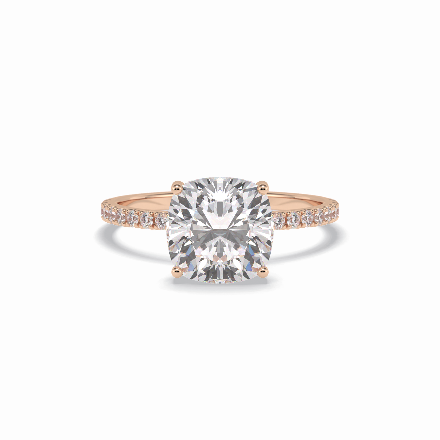 Cushion Pave Lab Grown Diamond Engagement Ring