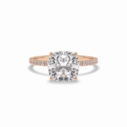 Cushion Pave Lab Grown Diamond Engagement Ring
