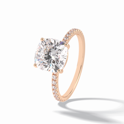 Cushion Pave Lab Grown Diamond Engagement Ring