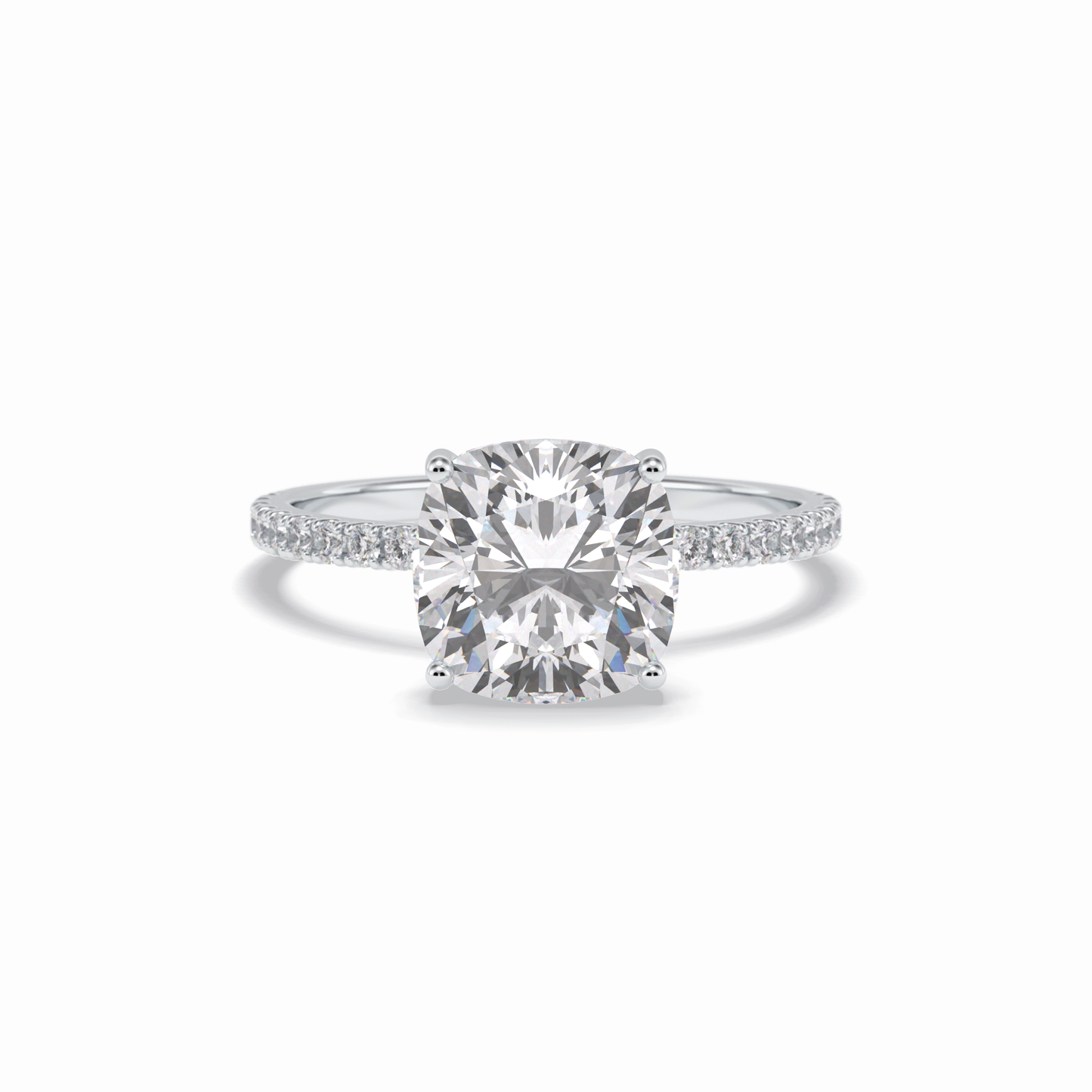 Cushion Pave Lab Grown Diamond Engagement Ring