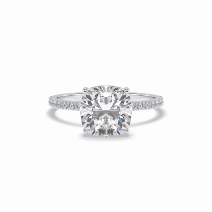 Cushion Pave Lab Grown Diamond Engagement Ring