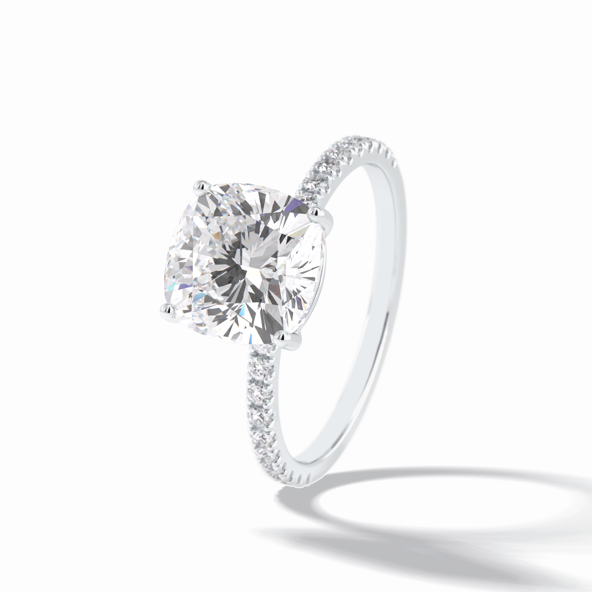 Cushion Pave Lab Grown Diamond Engagement Ring