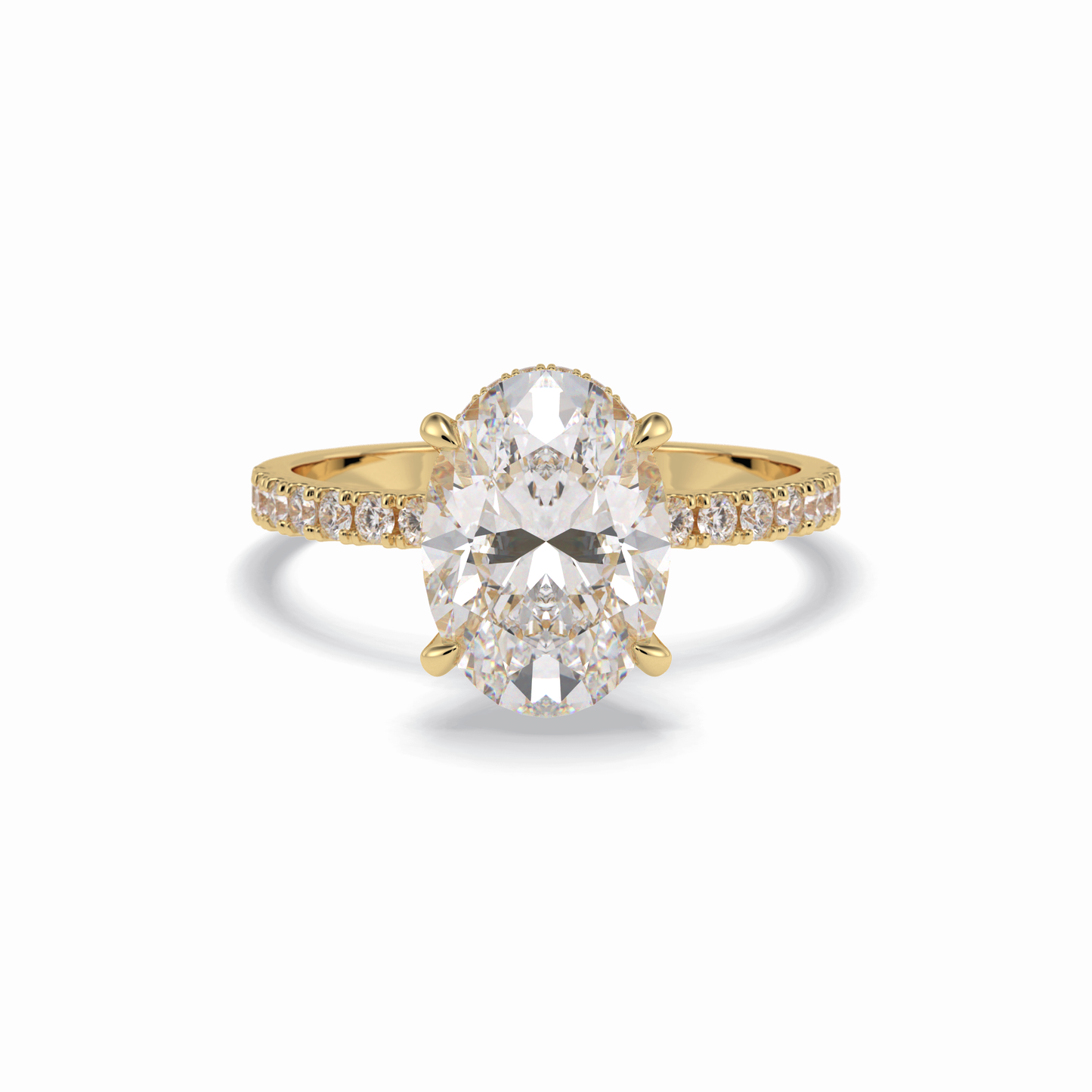 Oval Hidden Halo & Pave Lab Grown Diamond Engagement Ring