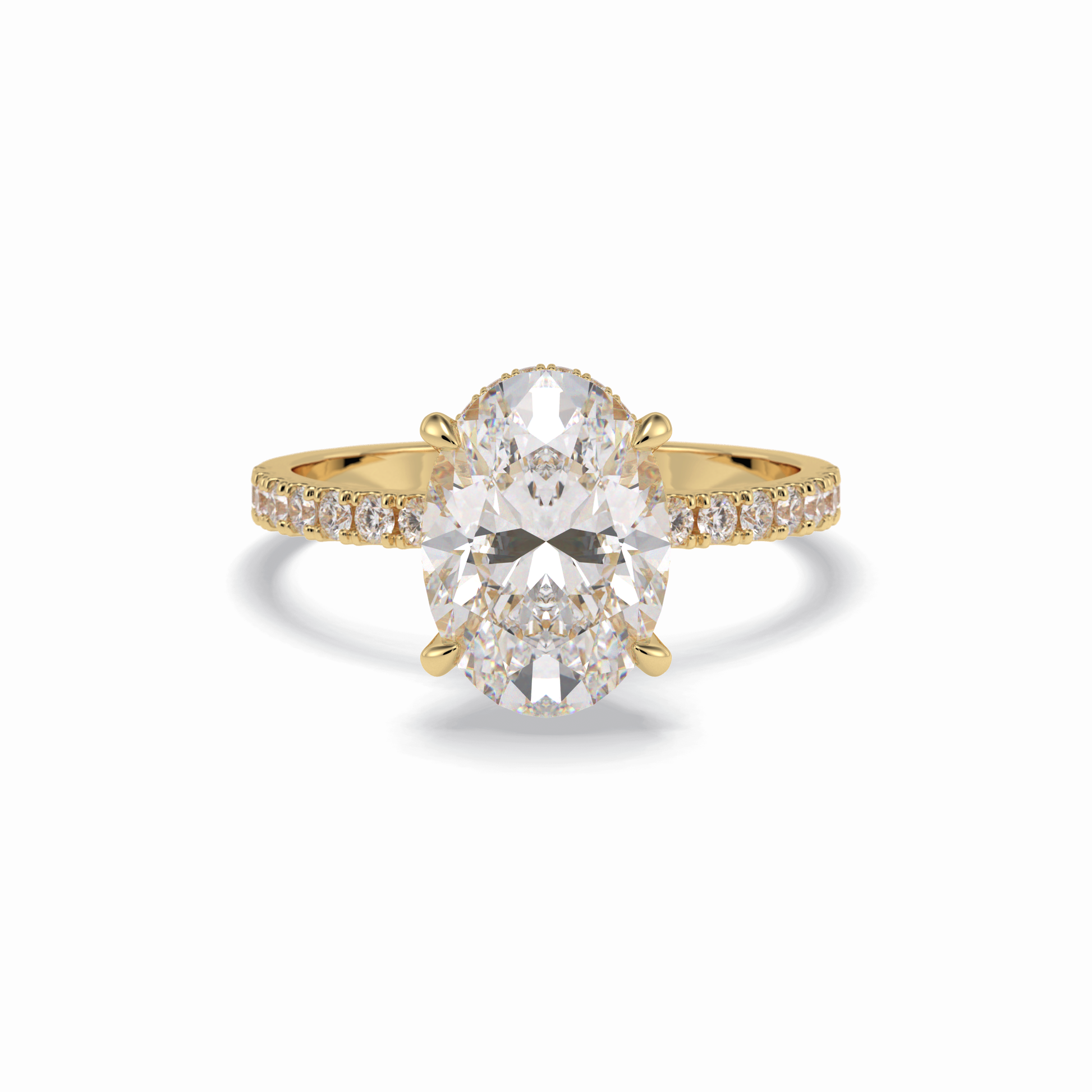 Oval Hidden Halo & Pave Lab Grown Diamond Engagement Ring