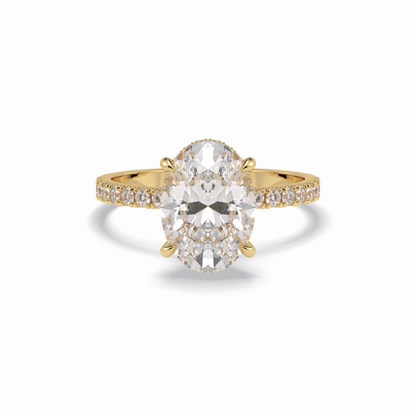 Oval Hidden Halo & Pave Lab Grown Diamond Engagement Ring