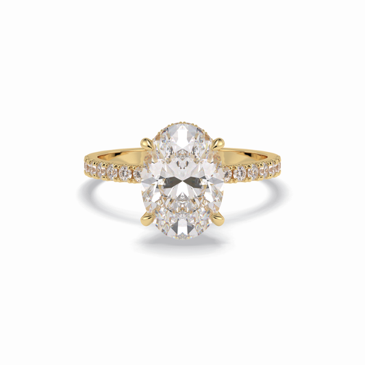 Oval Hidden Halo & Pave Lab Grown Diamond Engagement Ring