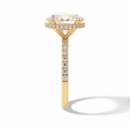 Oval Hidden Halo & Pave Lab Grown Diamond Engagement Ring