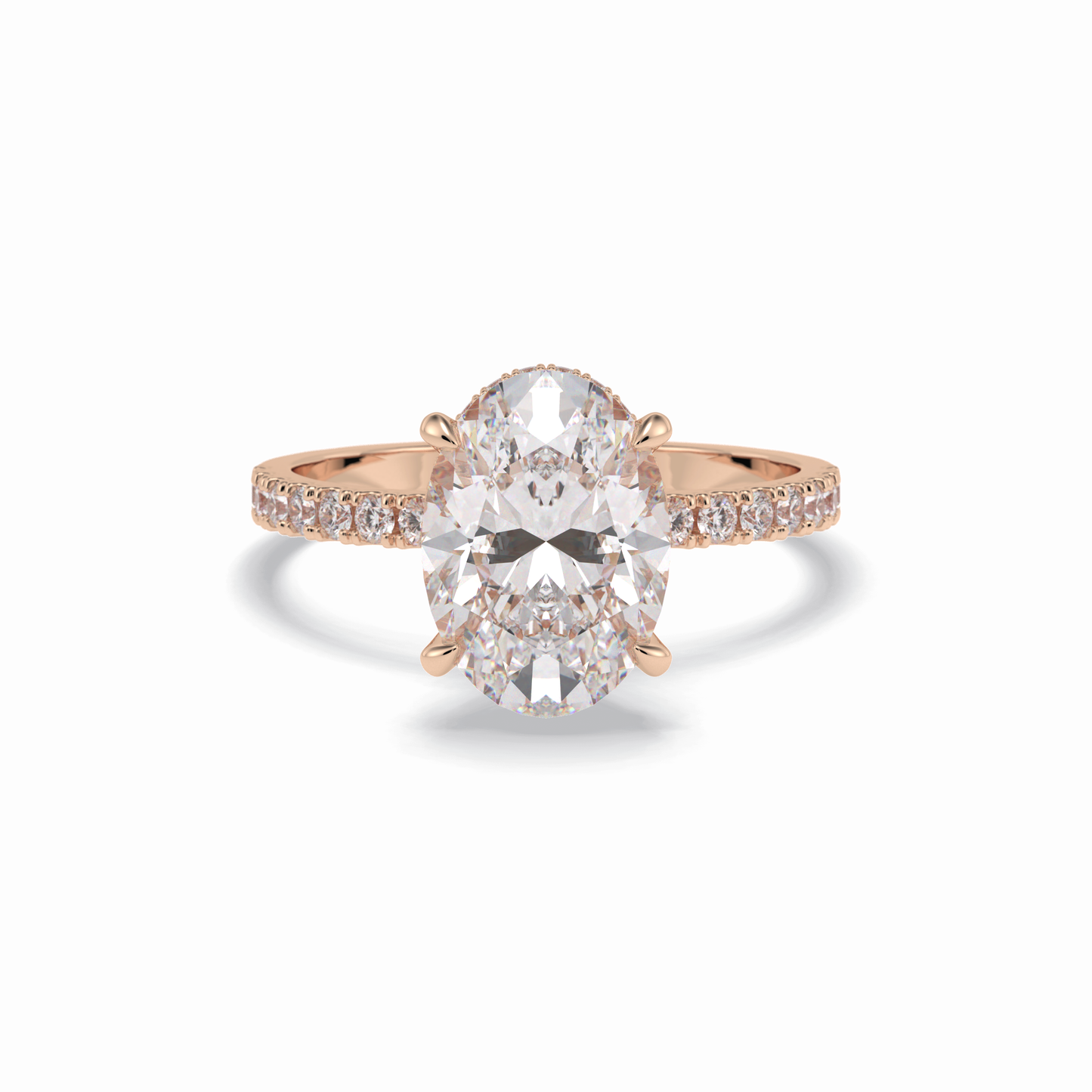 Oval Hidden Halo & Pave Lab Grown Diamond Engagement Ring