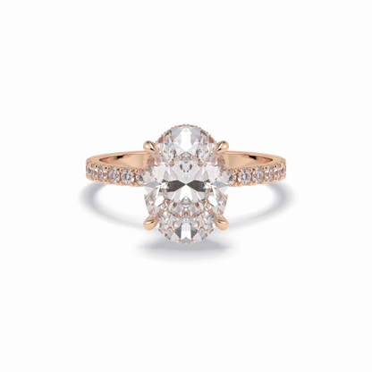 Oval Hidden Halo & Pave Lab Grown Diamond Engagement Ring