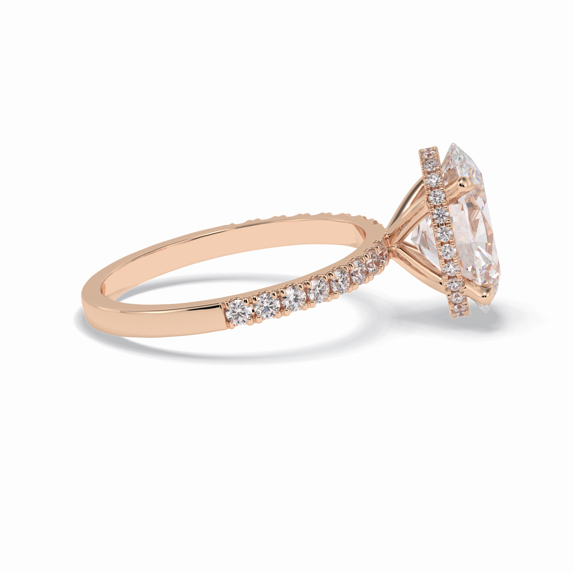 Oval Hidden Halo & Pave Lab Grown Diamond Engagement Ring